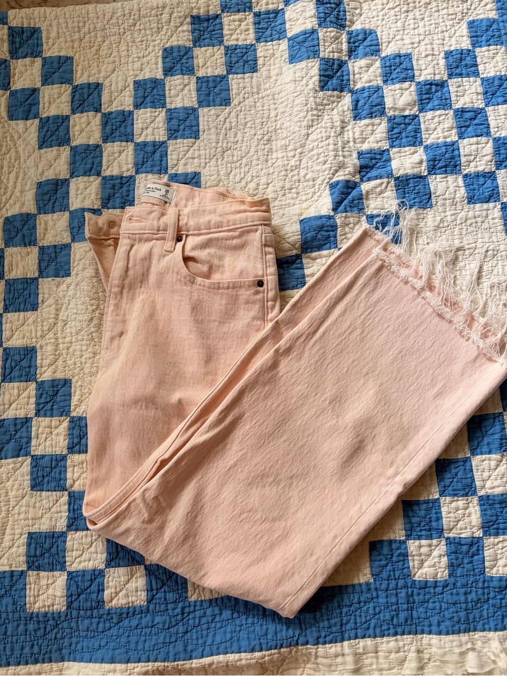 Abercrombie & Fitch Light Pink Frayed Hem Jeans